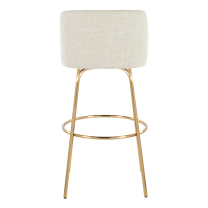 Toriano - Contemporary Fixed Height Barstool With Swivel And Round Footrest (Set of 2)