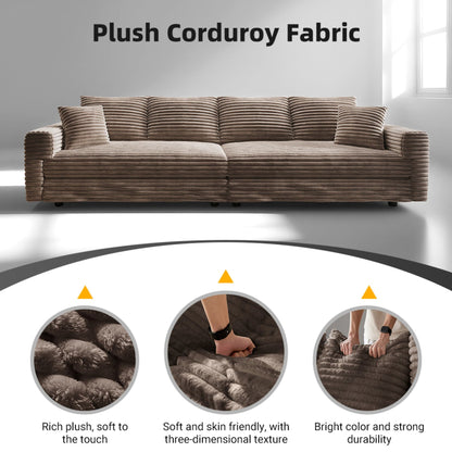 Deep Seat Convertible Sofa With Soft Pillows And Ottomans