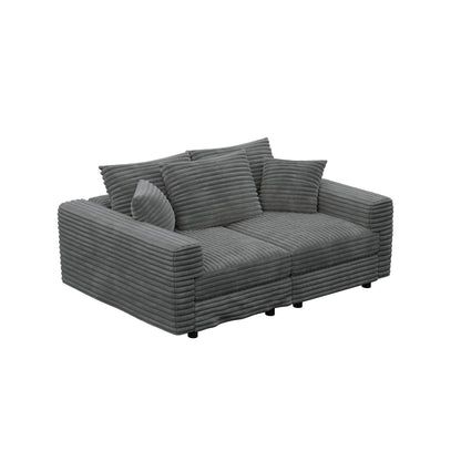 Convertible Deep Seat Sofa With Soft Pillows And Ottomans