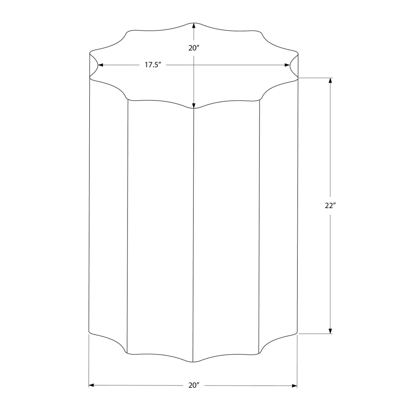 Drum Accent Side Table, Stylish Scalloped Design