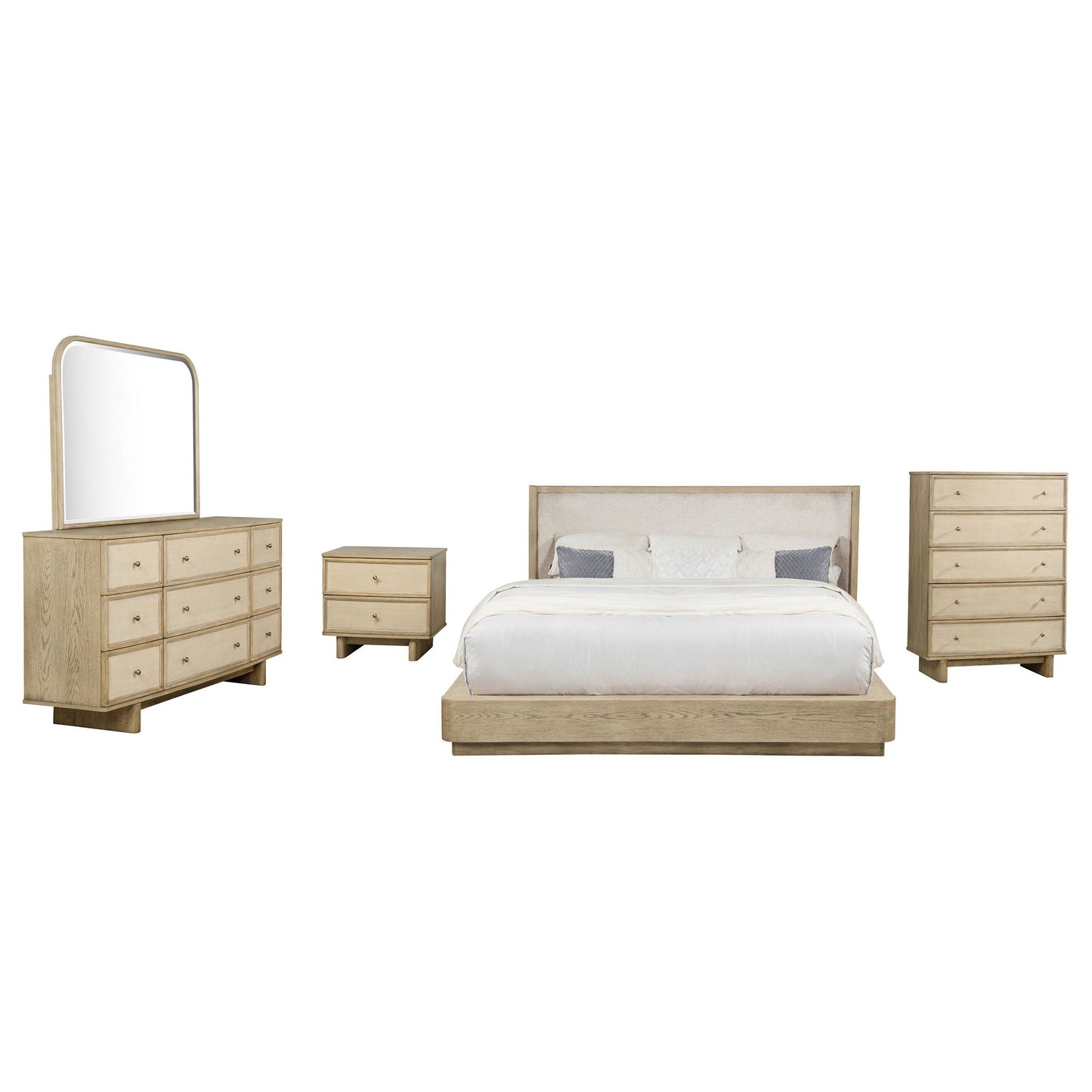 Kailani 5-piece Eastern King Bedroom Set Beige Oak