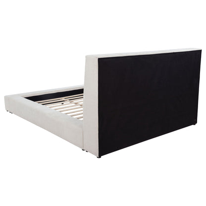 Dreux Upholstered Eastern King Panel Platform Bed Cream