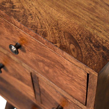 4 Drawer Multi Bedside Table - Chestnut