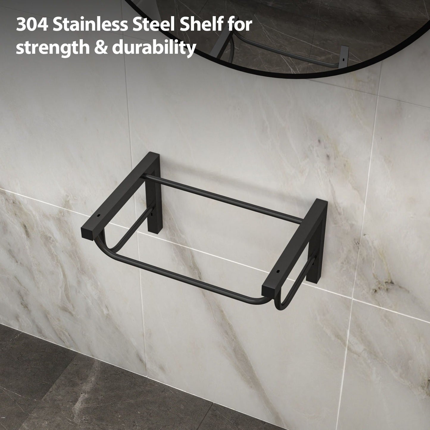 Wall Mounted Rectangular Bathroom Sink With 304 Stainless Steel Towel Bar & Overflow - White