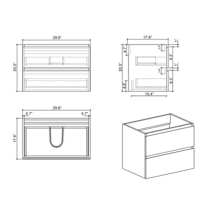Alice - Bathroom Vanity With Large Storage, Sink Wall Mounted Floating Bathroom Vanity For Modern Bathroom, One-Piece Sink Basin Without Drain And Faucet
