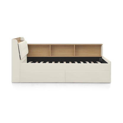 Upholstered Daybed With Storage Headboard, Wireless Charging, LED Lights