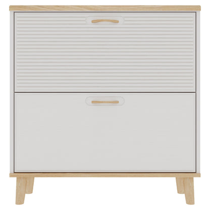 Narrow - Entryway Shoe Storage Cabinet With 2 Flip Drawers Legs - Natural / White