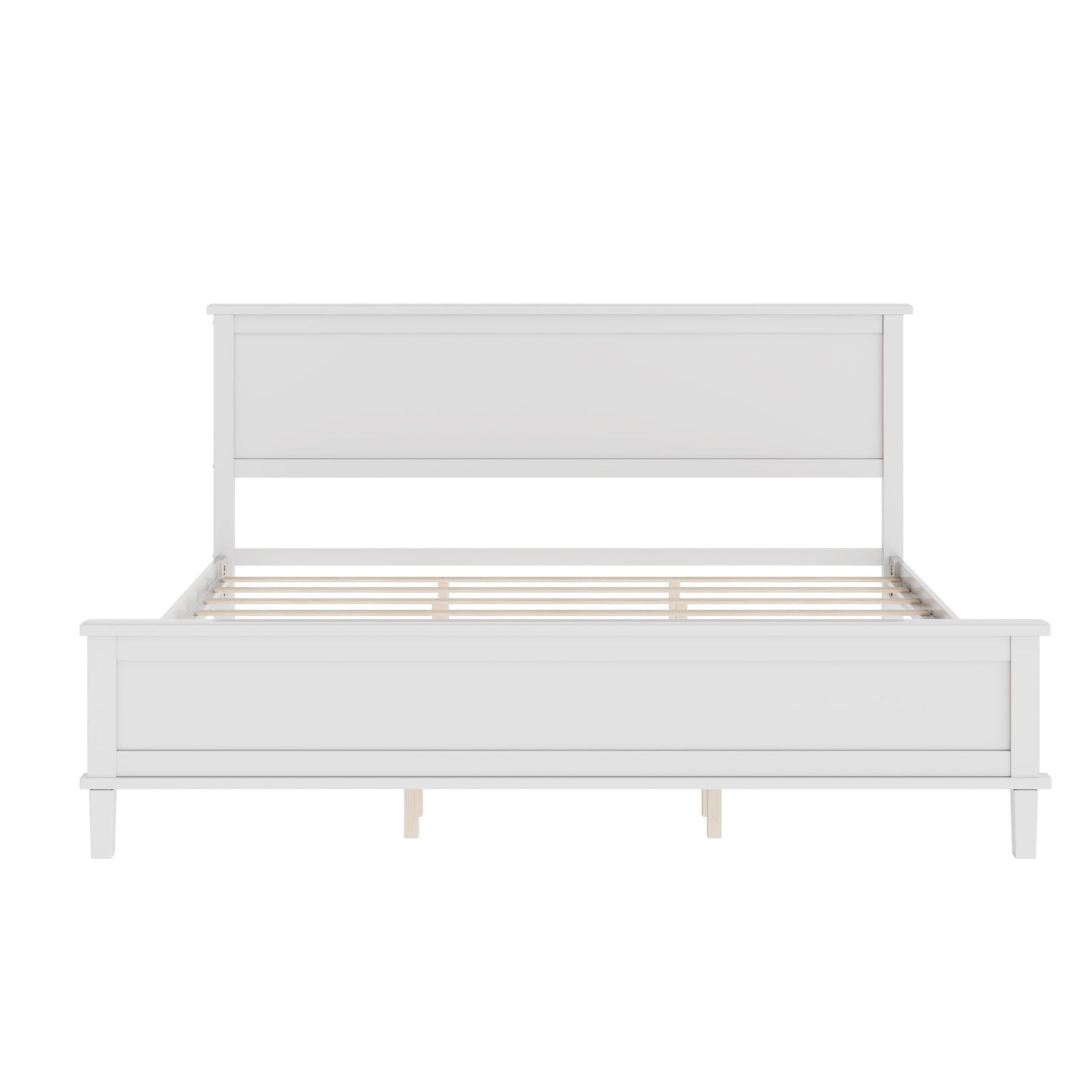 Mid-Century Platform Bed With Headboard And Slat Support, No Box Spring Needed