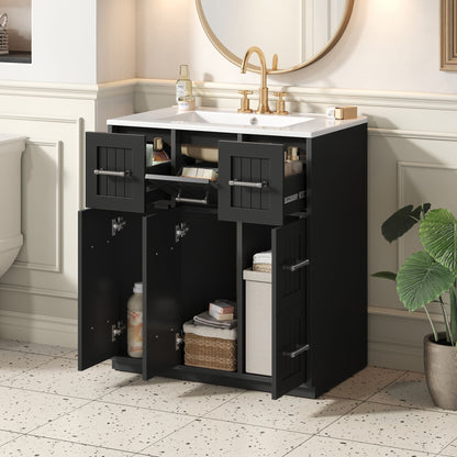 Bathroom Vanity With Undermount Sink, Soft-Close Doors, Drawers, Ceramic Sink