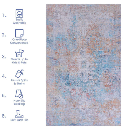 Maval - 8' X 10' Washable Area Rug - Yellow