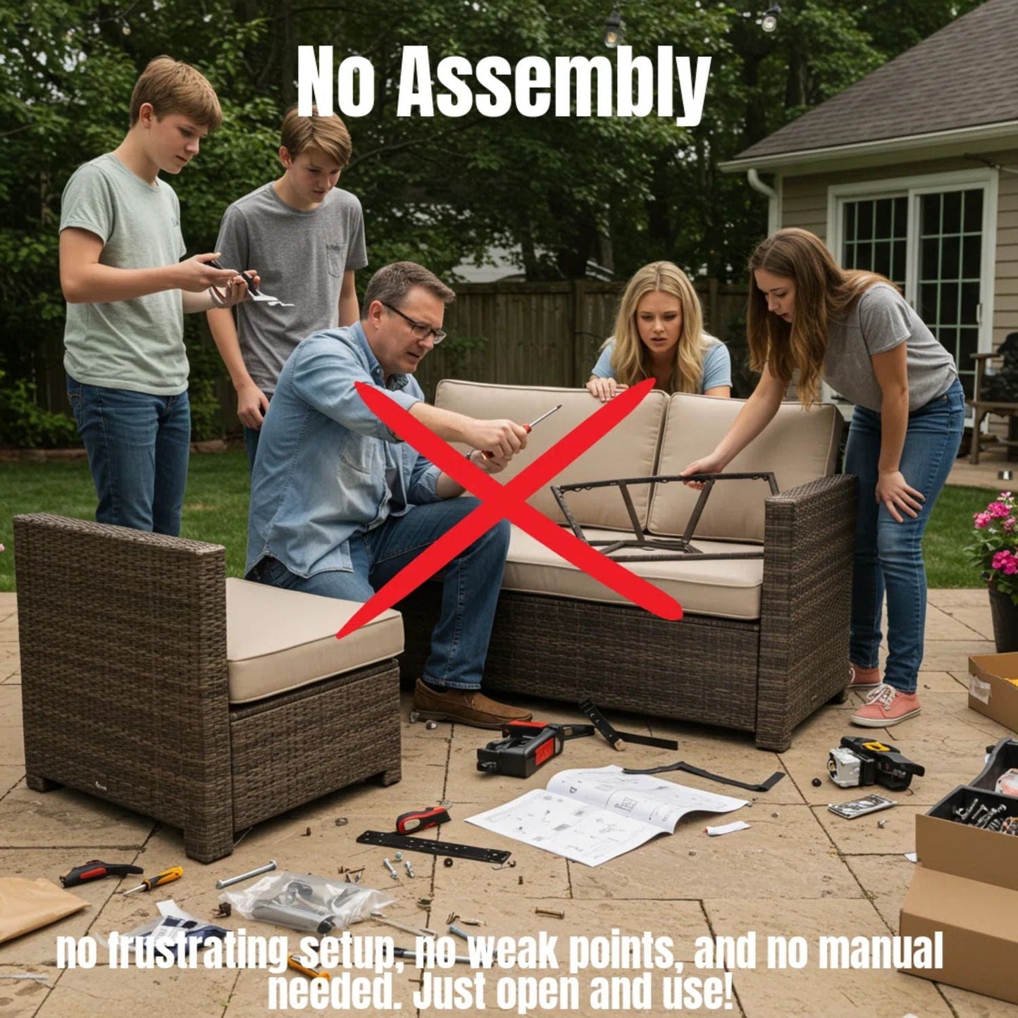 Outdoor Wicker Loveseat With Cushions