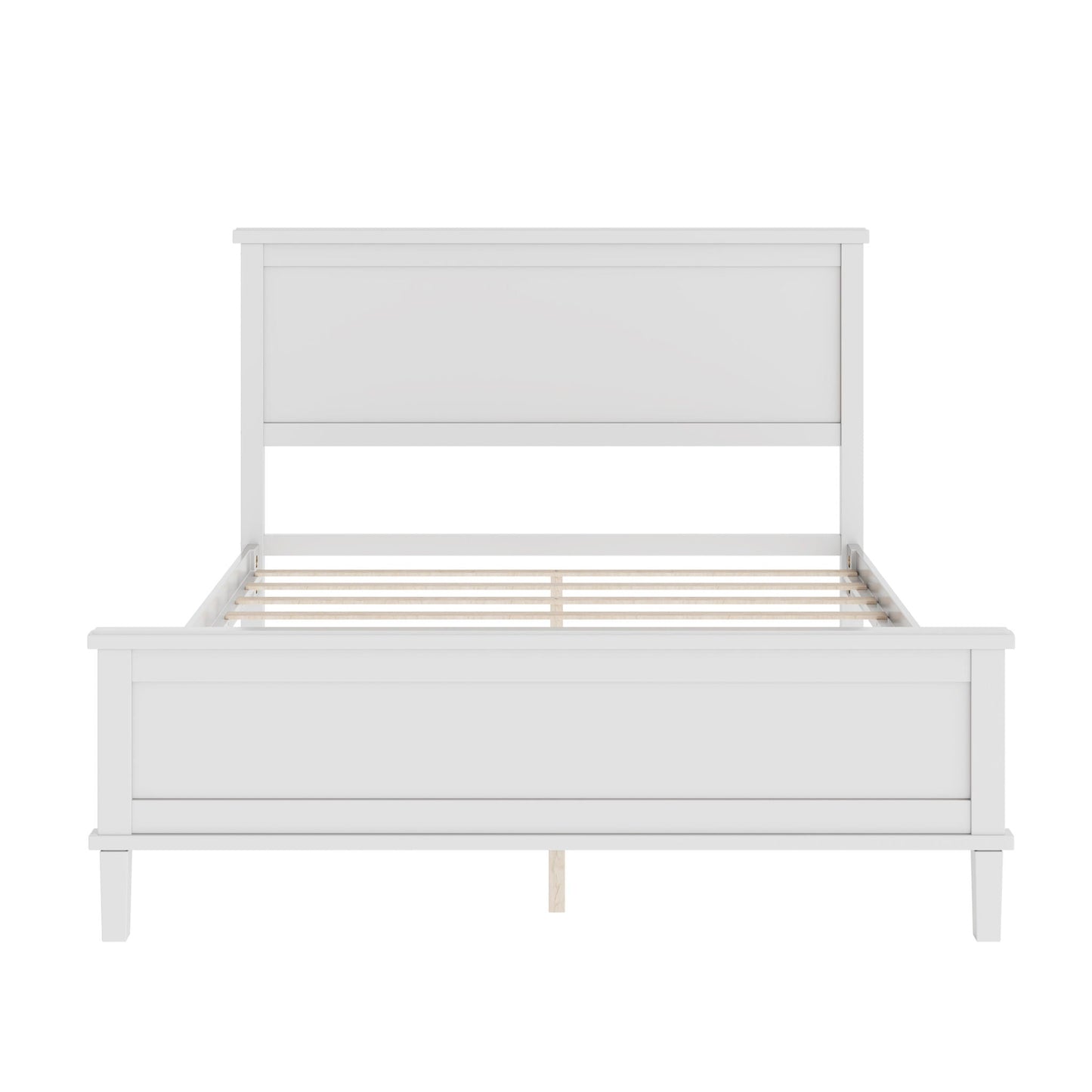 Mid-Century Platform Bed With Headboard And Slat Support, No Box Spring Needed