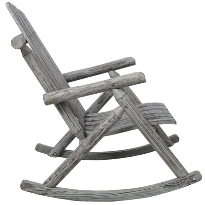 Durable Wooden Porch Rocker, Fir Log Rocking Chair