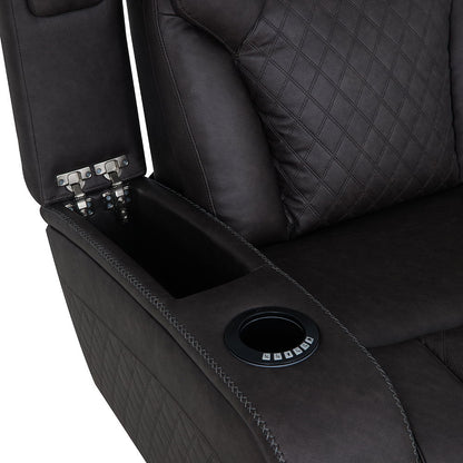 Wendell - Power Motion Sofa With Dropdown Table, Storage, USB & LED - Dark Gray