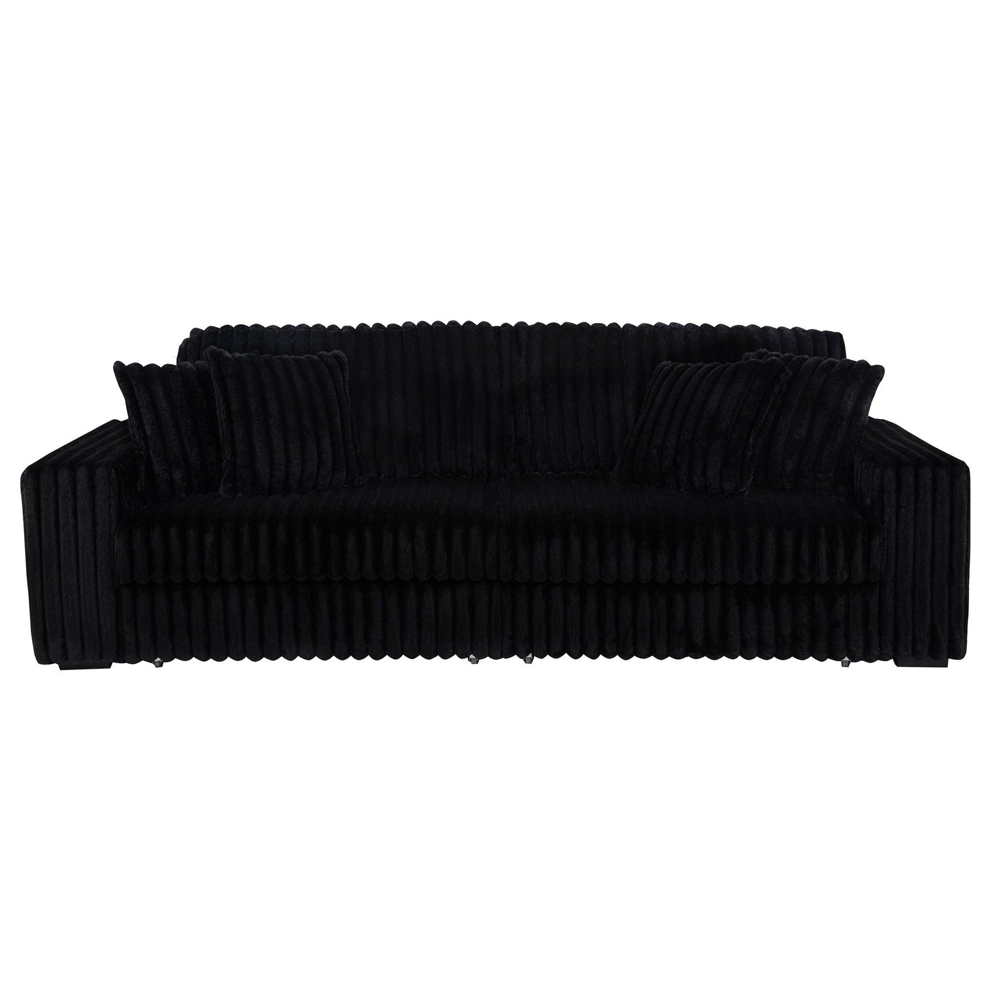 Jacana Corduroy Upholstered Dual Power Chaise Sofa Black