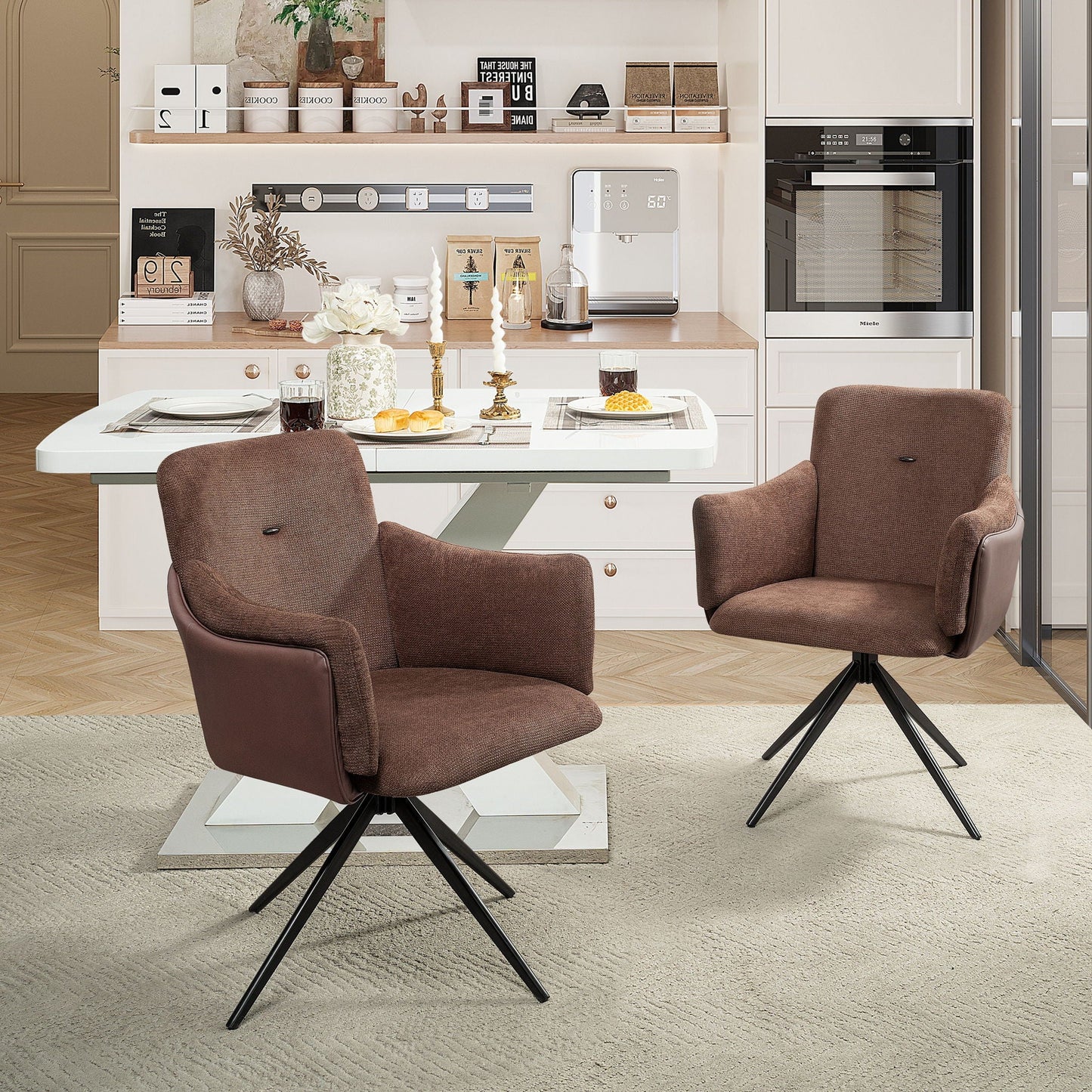 Swivel Home Office Desk Chairs With Arm (Set of 2)