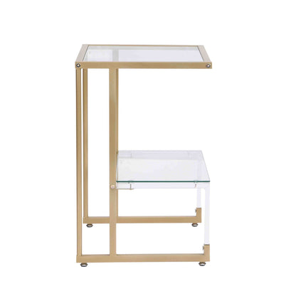 2 Tier Acrylic Glass End Table For Living Room