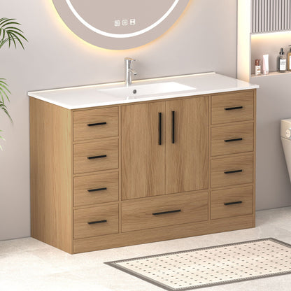 Bathroom Vanity With Abundant Storage 2 Soft Close Doors And 9 Drawers