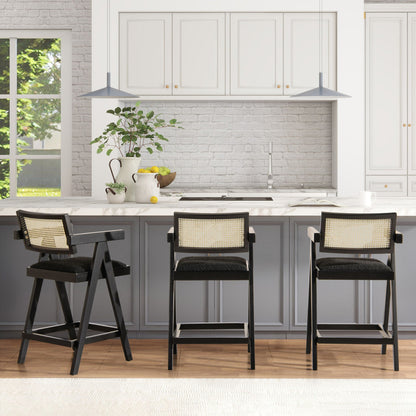 Milan - Modern Webbing Back Stool With Arms (Set of 3)