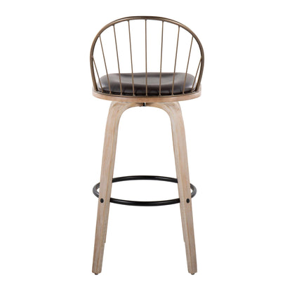 Riley - Industrial / Urban Fixed Height Barstool With Swivel With Removable Cushion (Set of 2)