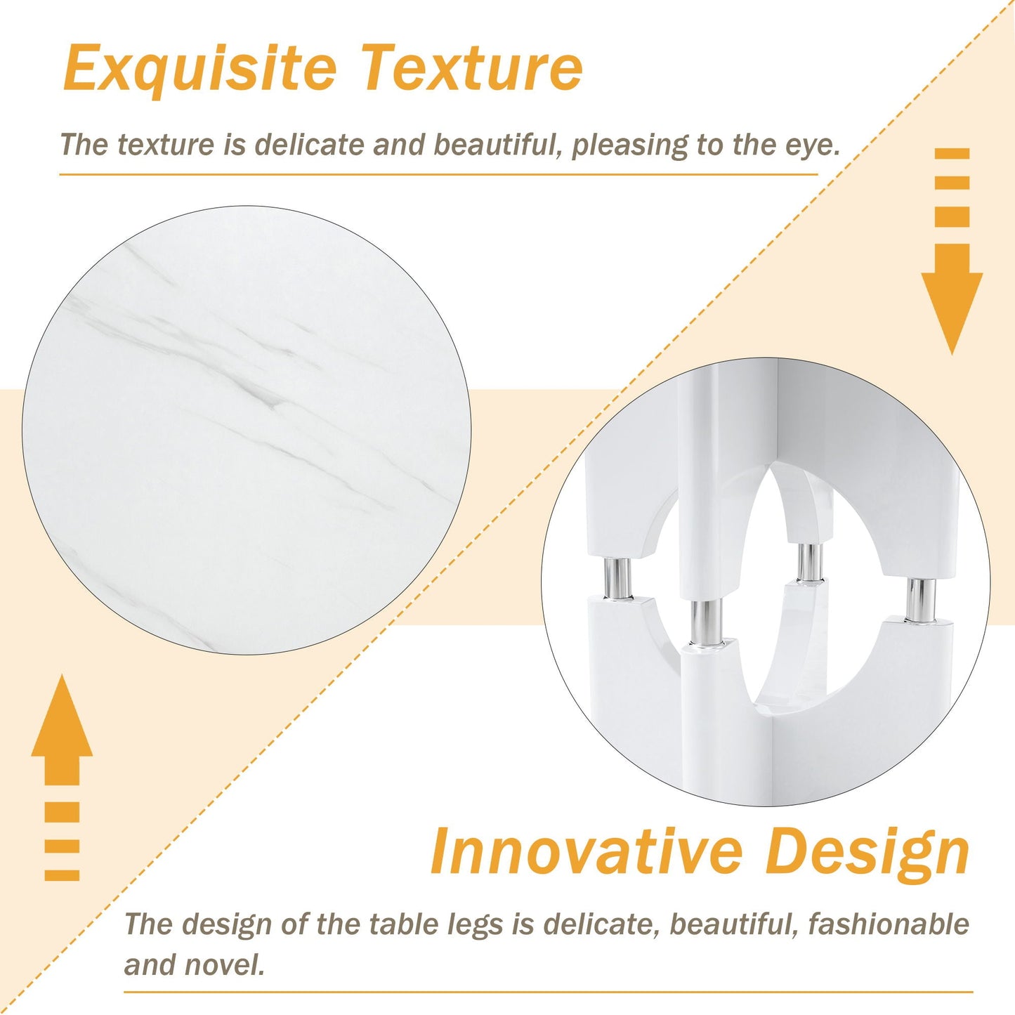 Modern Dining Table With Sleek Hollow-Out Frame And Accents