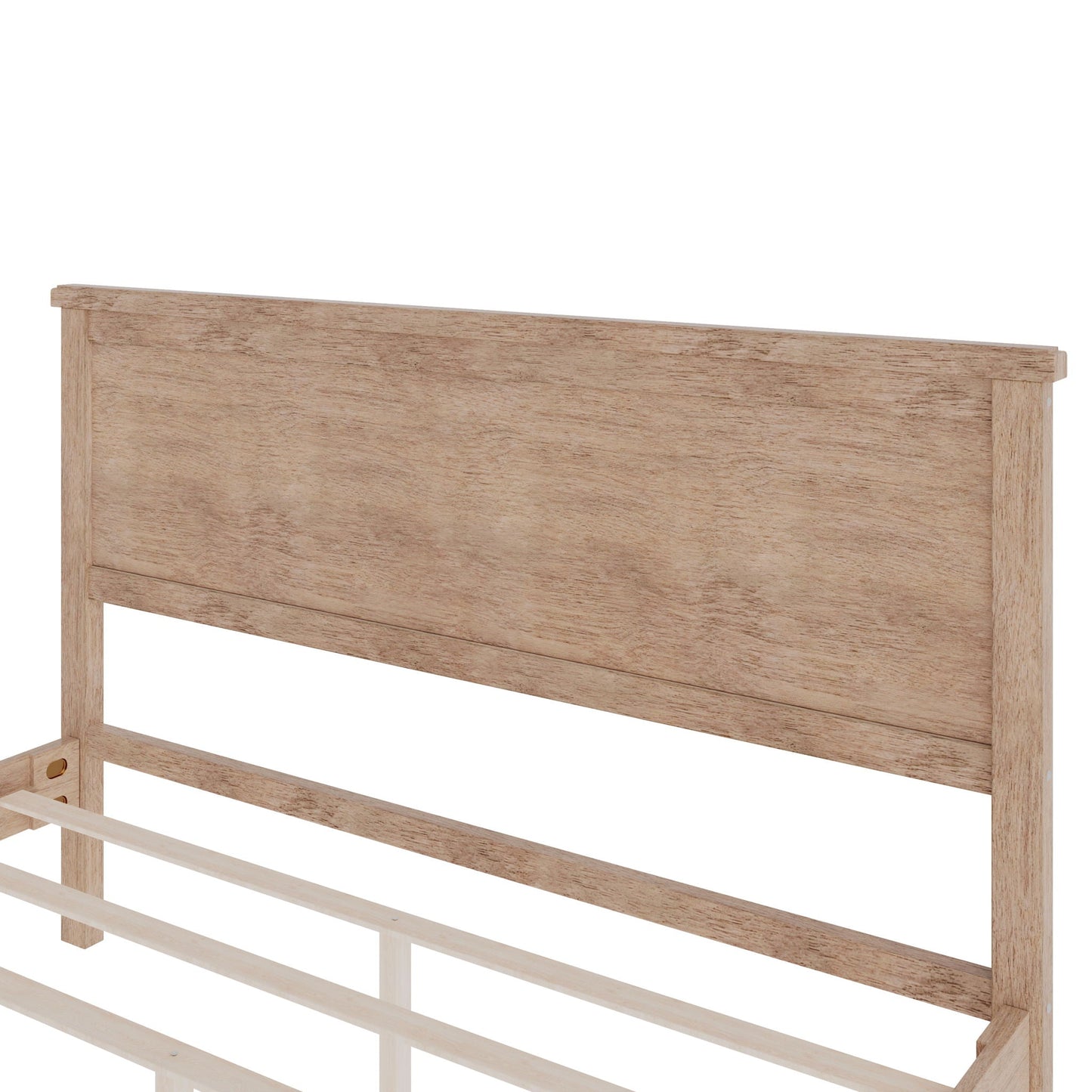Mid-Century Platform Bed With Headboard And Slat Support, No Box Spring Needed