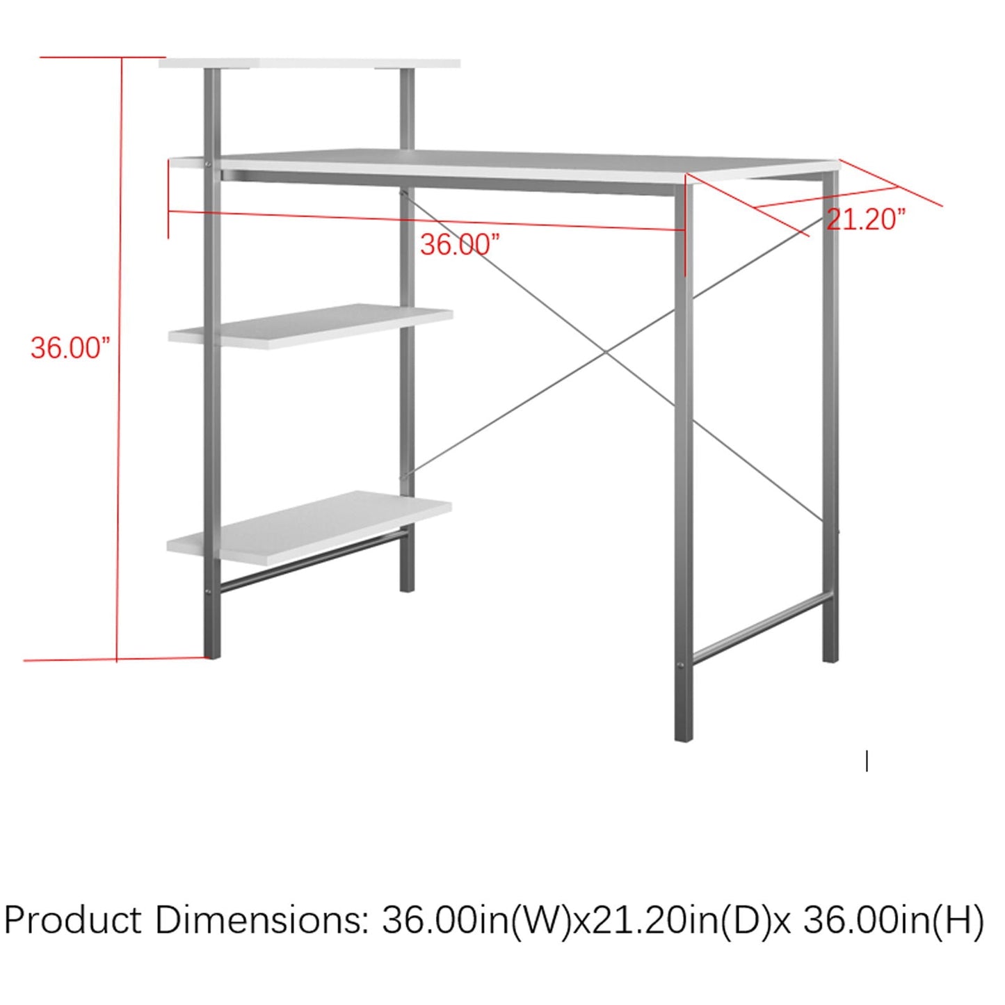 Side Storage Student Desk - White