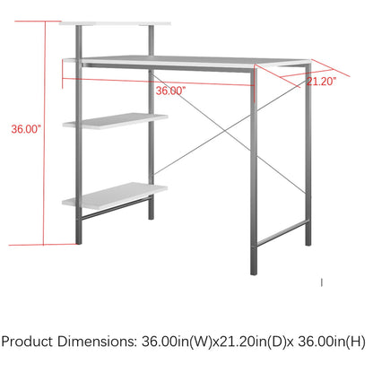 Side Storage Student Desk - White