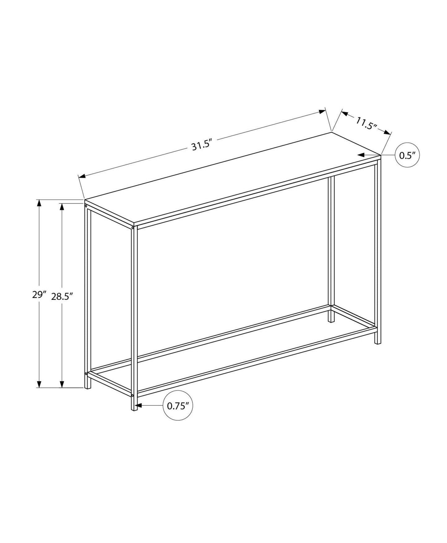 Accent Console Table For Entryway, Stable Support, Contemporary & Modern