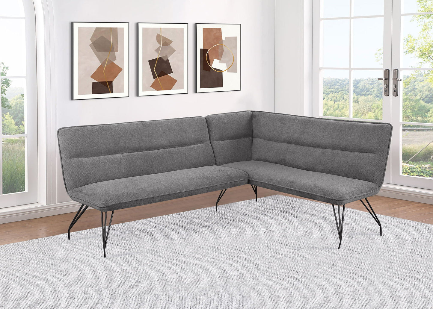 Dodson Fabric Upholstered L-Shaped Nook Dining Bench Grey