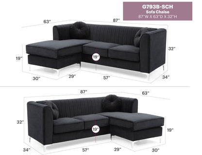 Delray - Micro Suede Sofa Chaise