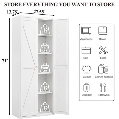 Adjustable 2 Door Storage Cabinet With Adjustable Shelves