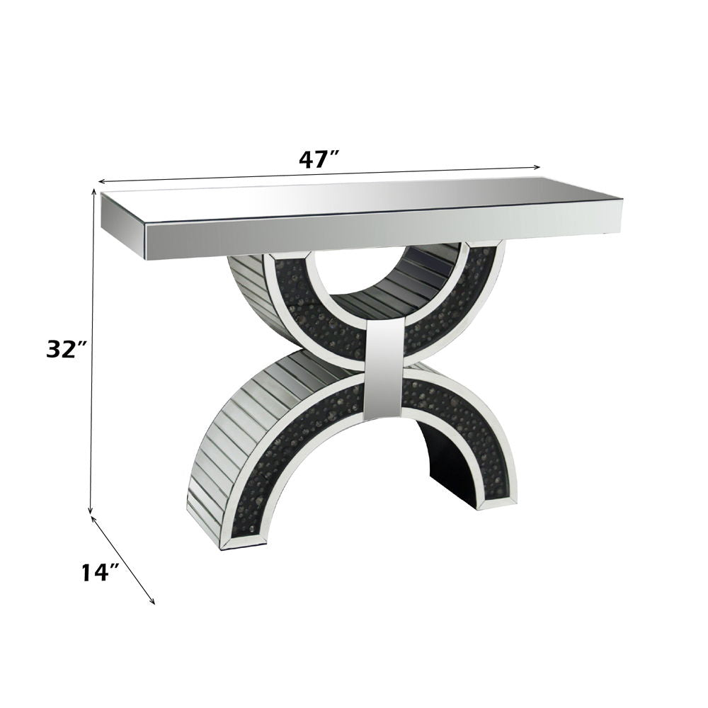 Nysa - Console Table With Faux Crystals - Mirrored