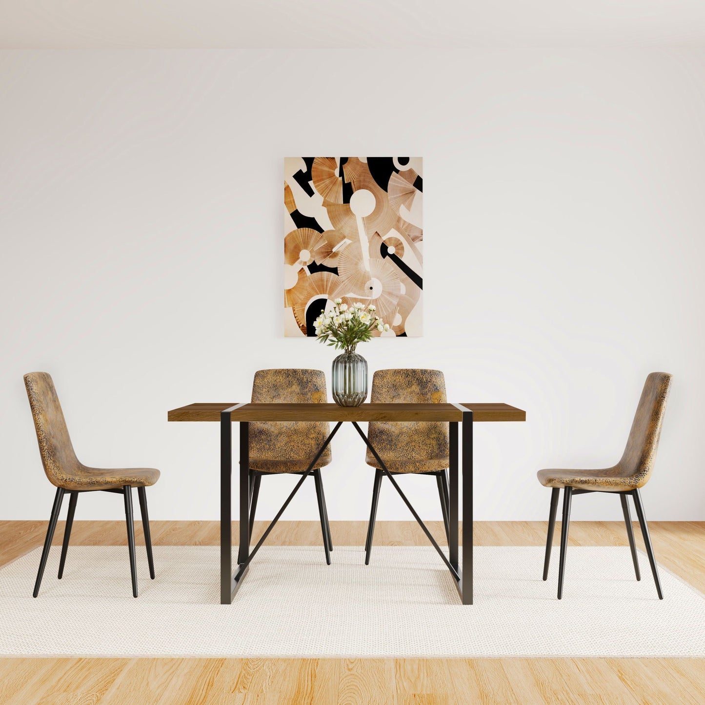 Modern Dining Table With Metal Legs For 4 - 6 Person