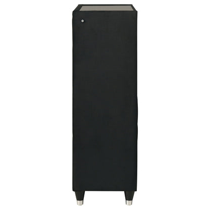 Ravenne 5-drawer Velvet Upholstered LED Chest of Drawers Black