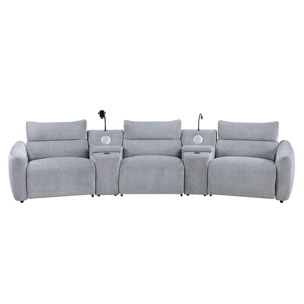 Fullar - RAF Modular Power Motion Recliner - Light Gary Chenille