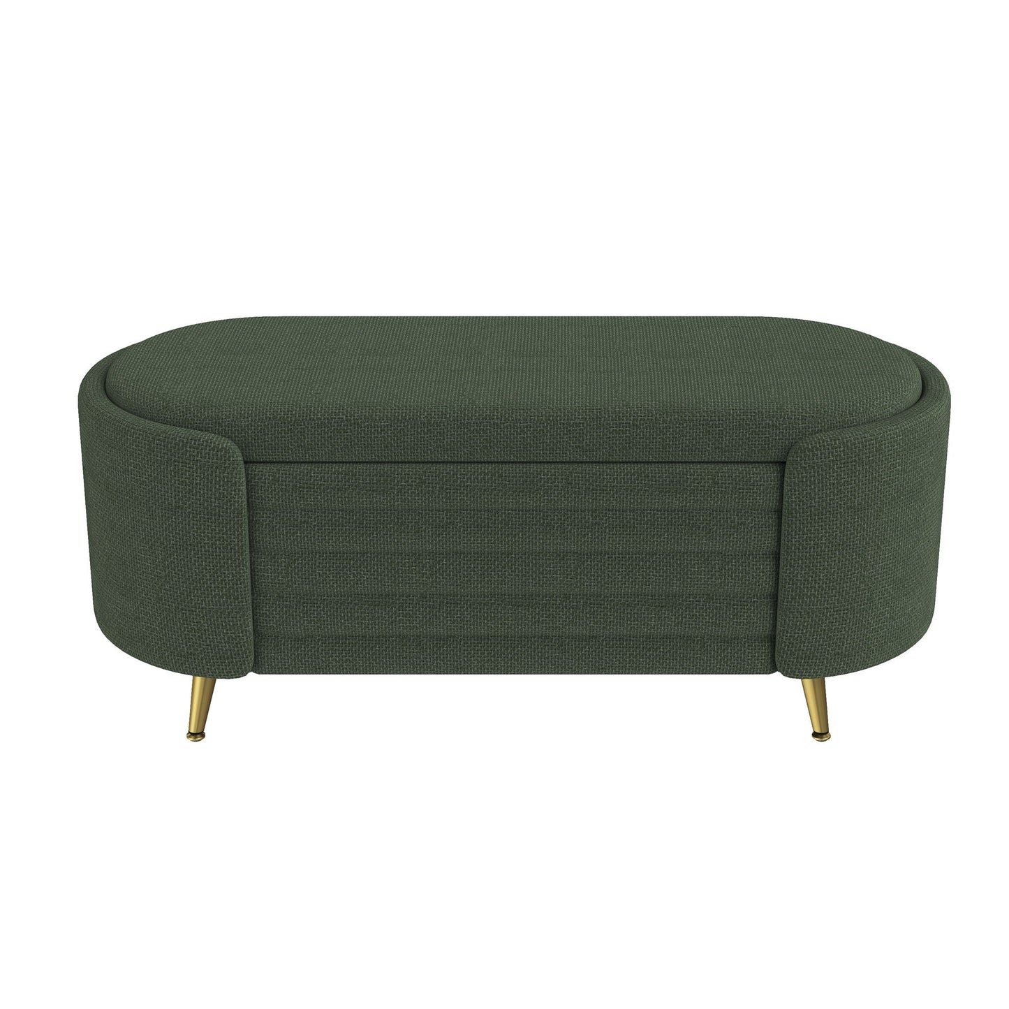 Modern Oval Storage Ottoman With Upholstery
