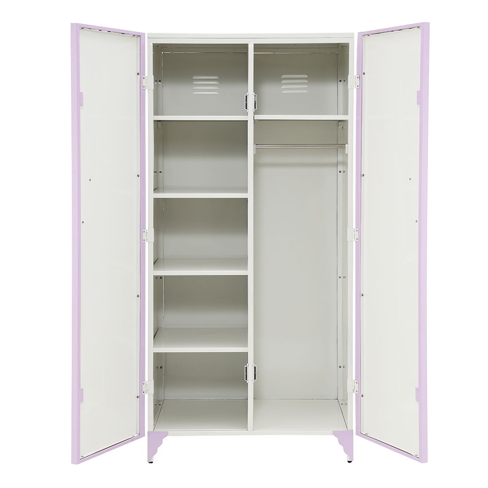 Priya II - Wardrobe - White & Light Synthetic Leather Rple