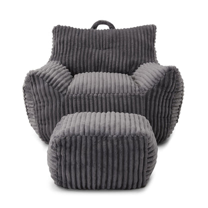 Giant Bean Bag Chair With Armrests And Footstool