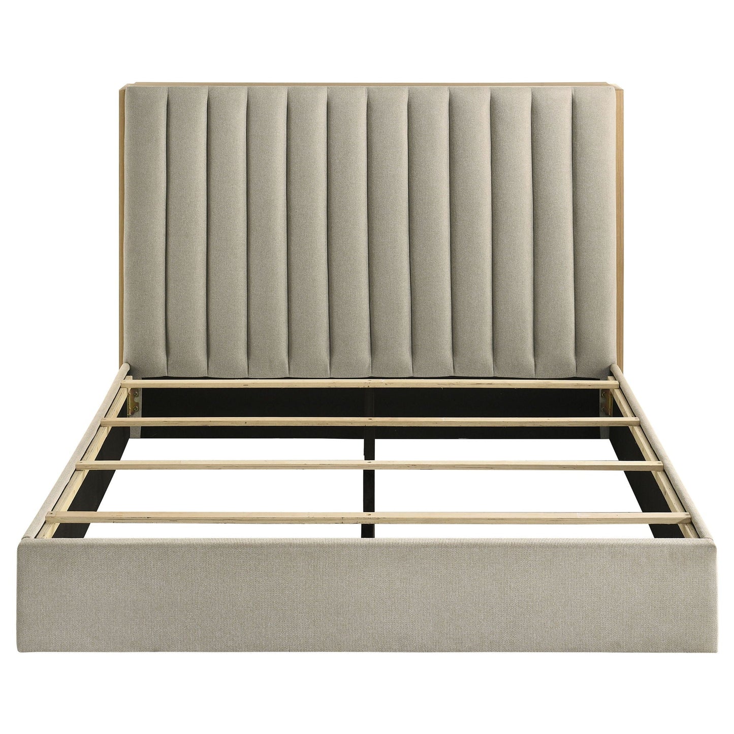 Arielle Queen Bookcase Panel Storage Bed Light Oak