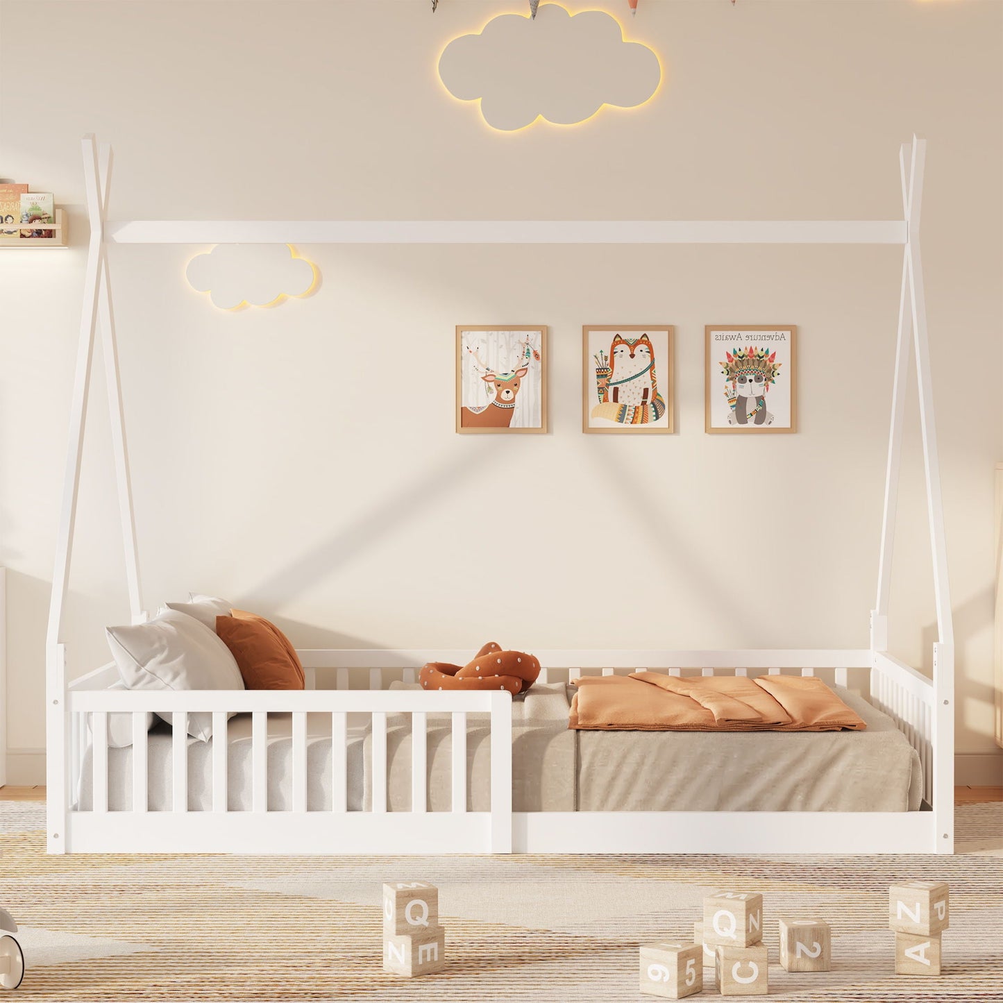 House Shaped Design Bed With Fence