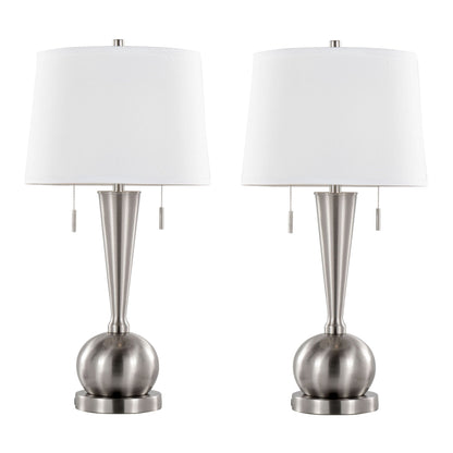 Jules - Contemporary Table Lamp Built In USB Port (Set of 2) - Nickel / White