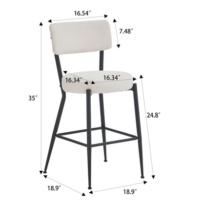 Modern Teddy Fabric Upholstered Bar Stools - Legs