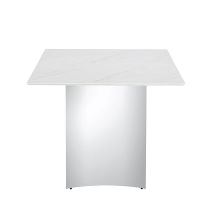 Modern Minimalist Dining Table With Marble Glass Top