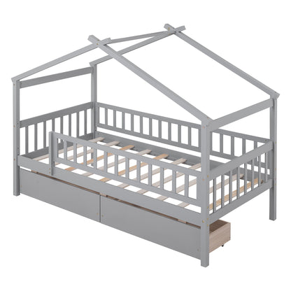 House Bed With 2 Drawers