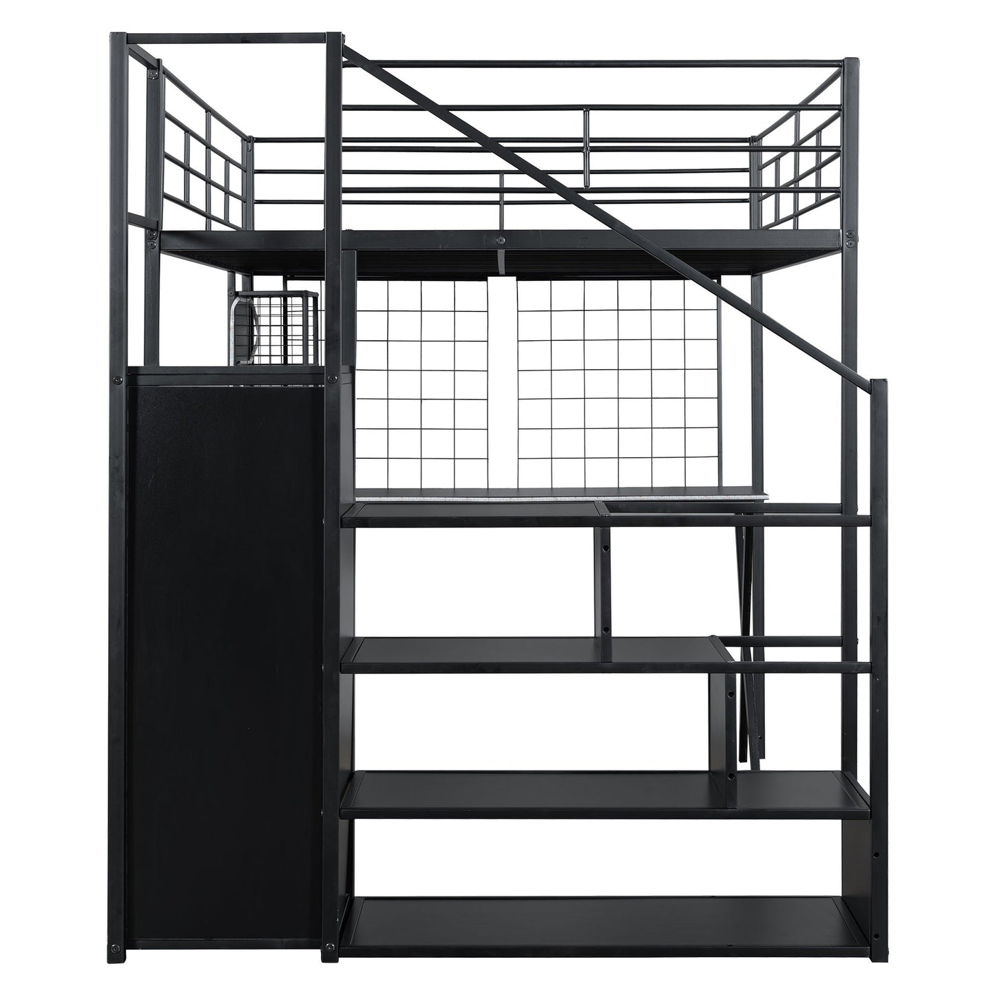 Loft Bed With Built In Work Station, Wardrobe, Storage Staircase And LED