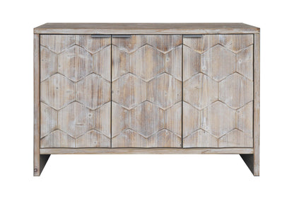 Accent Cabinet Farmhouse Style 3 Door Wooden Cabinet Sideboard Buffet Server Cabinet Storage Cabinet, For Living Room - Natural Wood Wash