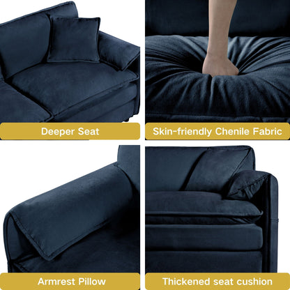 Modern Comfy Deep Seat Modular Sectional Sofa Cloud Couch With Ottoman