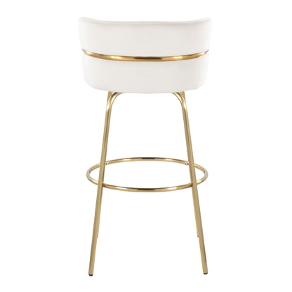 Cinch - Glam / Art Deco Fixed Height Barstool With Swivel With Round Footrest (Set of 2)