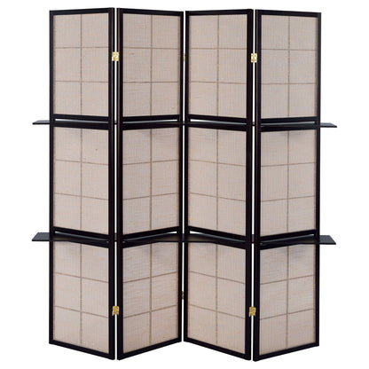 Iggy 4-Panel Room Divider Folding Shoji Screen Cappuccino